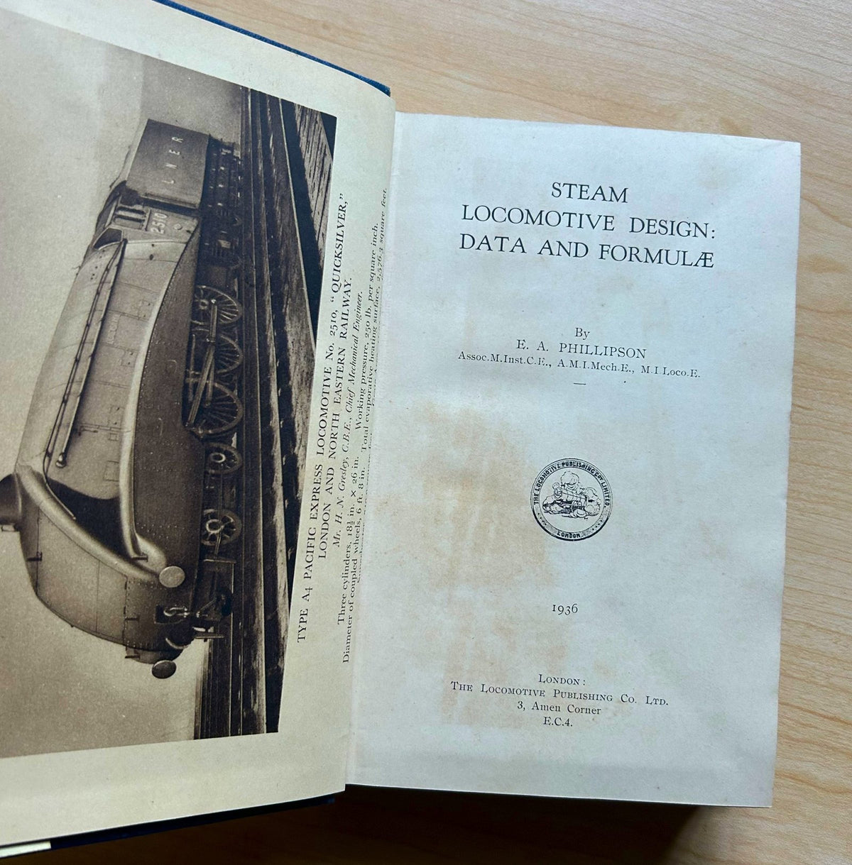 STEAM LOCOMOTIVE DESIGN: DATA AND FORMULA by E.A. PHILLIPSON image 4