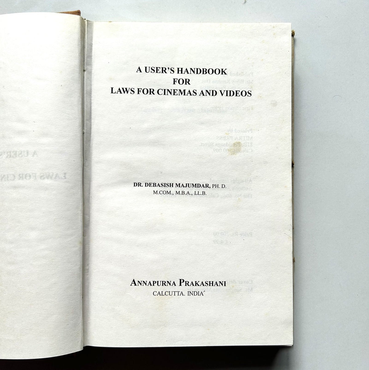 A User's Handbook for Laws for Cinemas and Videos by Dr. Debasish Majumdar image 3