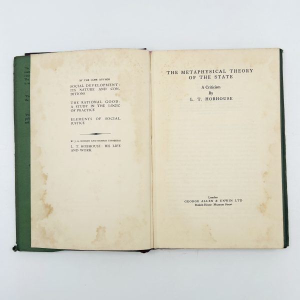 The Metaphysical Theory of the State by L.T. Hobhouse - Image 4